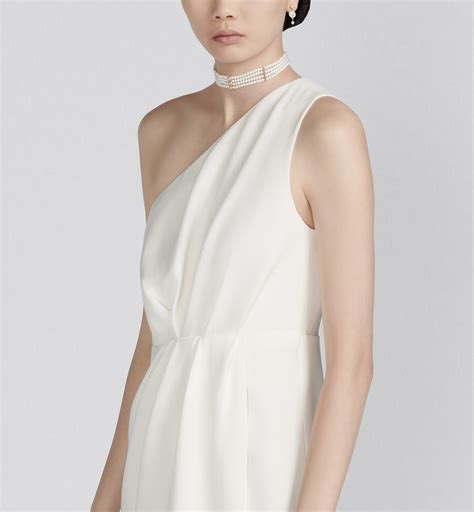 Dior Dream Asymmetric Long Dress White Silk Crepe.